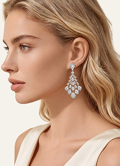 front Teardrop CZ Chandelier Earrings