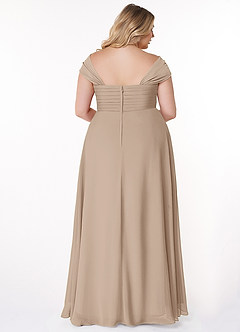 Azazie Kaitlynn Robes de demoiselle d'honneur Robe Empire Convertible en Mousseline de soie Gerafft Taupe image11