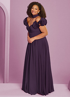 Barbie ♥ Azazie Bridesmaid Dresses Plum A-Line Off the Shoulder Chiffon Convertible Dress image14