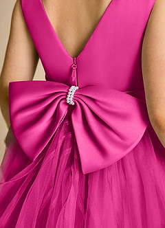 Azazie Pear vestidos de niña de las flores Vestido de Fucsia de Tul de Princesa con Lazo image6