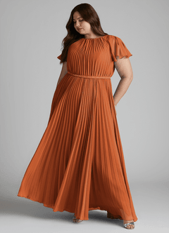 Azazie Kara Modest Bridesmaid Dresses A-Line Pleated Chiffon Floor-Length Dress image12