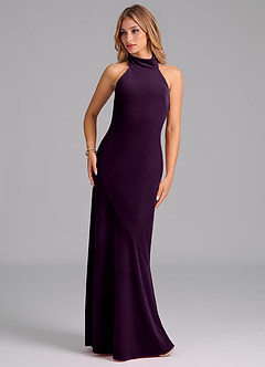 Azazie Velli Robes de demoiselle d'honneur Robe Sirène en velours Col Haut Grain De Raisin image3