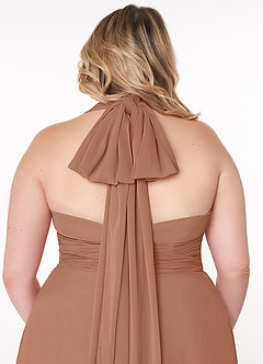 Azazie Fifi Robes de demoiselle d'honneur Robe Trapèze Convertible en Mousseline de soie Sans bretelle Bronze image14
