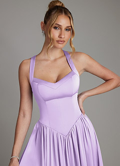 Azazie Francis Bridesmaid Dresses Lilac A-Line Corset Stretch Satin Dress image4