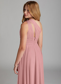 Azazie Charlize Junior Dusty Rose A-Line Mesh Dress image5