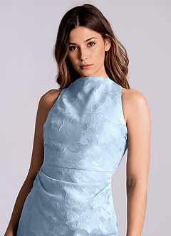 Azazie Evadne Jurken voor bruidsmeisjes Jurk van Bloemen Burn-out met Kolom Geplooid Hemelsblauw image6