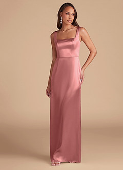 Azazie Flori Bridesmaid Dresses Rosette Sheath Side Slit Metallic Satin Dress image3