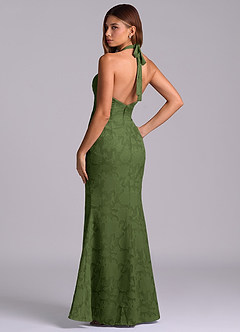 Azazie Valerie 신부 들러리 드레스 인어 주름진 플로럴 번아웃 바닥 길이 드레스 image6