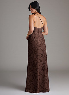 Azazie Mika Jurken voor bruidsmeisjes Jurk van Bloemen Burn-out met Kolom One-Shoulder Ganache image4