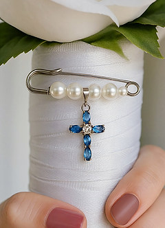 front Breloque pour bouquet de mariée en strass bleu