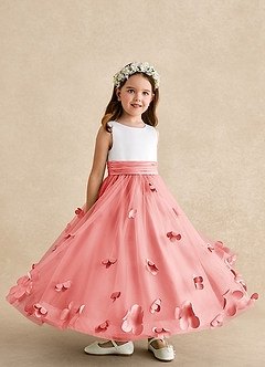 Azazie Vi Flower Girl Klänningar Klänning A-Line i Tyll Ärmlös image8