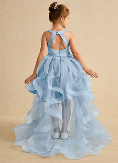 Azazie Julietta Flower Girl Dresses Powder Blue Ball-Gown Convertible Tulle Dress image1