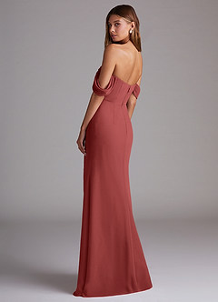 Azazie Saige Abiti da Damigella Abito Convertibile A-Line in Chiffon Spalle Scoperte Terracotta image8