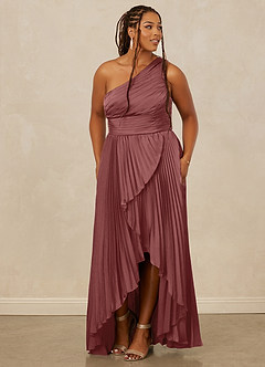 Christian Siriano Bridal for Azazie 1008 Bridesmaid Dresses Amethyst A-Line One Shoulder Stretch Satin Dress image11