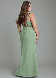 Azazie Jessamine Abiti da Damigella Abito Sirena in Chiffon Corsetto Matcha image10
