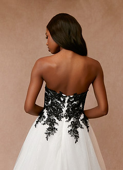 Azazie Adelaide Wedding Dresses Black Diamond White A-Line Lace Tulle Dress image6