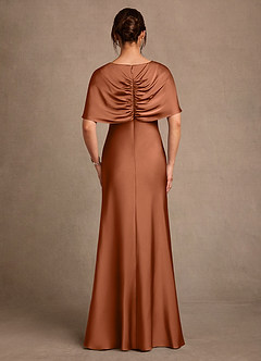 Azazie Dosia Mère de la mariée Robes Robe Fourreau en Satin extensible Plissée Cuivre image3