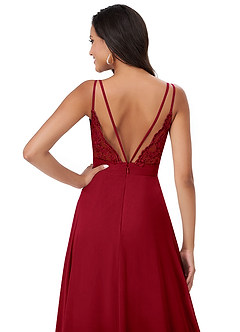 Azazie Lennon Bridesmaid Dresses Scarlet A-Line Lace Chiffon Dress image2