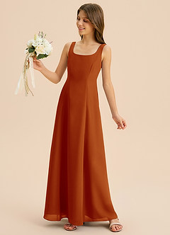 Azazie Lambie Junior Paprika A-Line Pleated Chiffon Dress image7
