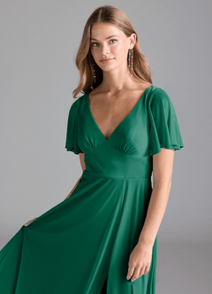 Azazie Kimber Schlussverkauf A-Linie mit Taschen Gittergewebe Kleid Smaragd image6