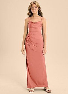 Azazie Mai Junior Coral A-Line Sweetheart Neckline Stretch Satin Dress image5