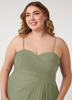 Azazie Arabella Allure Vestidos de damas de honor Vestido de Pistacho de Gasa de Corte en A Convertible con Escote de Corazón image19