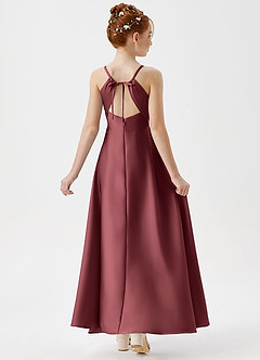 Azazie Avelina Junior A-Linie Plissee Stretch-Satin Kleid Merlot image2