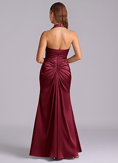 Azazie Destiny Bridesmaid Dresses Burgundy Mermaid Sweetheart Neckline Stretch Satin Dress image2