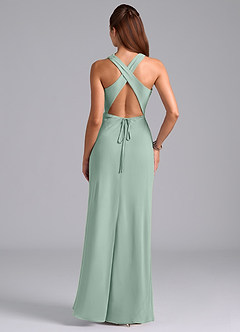 Azazie Evadne Bridesmaid Dresses Agave Sheath Pleated Chiffon Dress image7