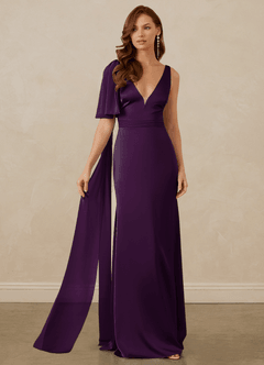 Christian Siriano Bridal for Azazie 1011 Brautjungfernkleider Meerjungfrau-Linie Schleifen Stretch-Satin Kleid Traube image6