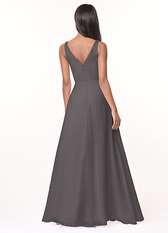 Azazie Nala Bridesmaid Dresses Steel Grey A-Line Pleated Chiffon Dress image2