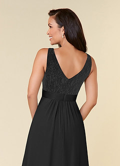Azazie Xella Mère de la mariée Robes Robe Trapèze en Mousseline de soie Dentelle Noir image6