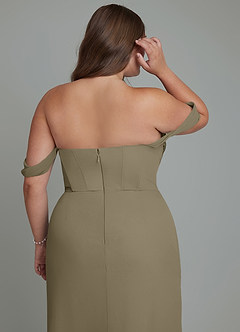 Azazie Johana Brautjungfernkleider Wandelbar Meerjungfrau-Linie Schulterfrei Chiffon Kleid Weidengrün image14
