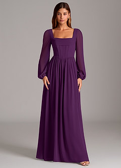 Azazie Maree Bridesmaid Dresses Grape A-Line Corset Chiffon Dress image5