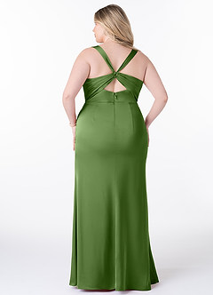 Azazie Mero Vestidos de madrinha de casamento Vestido Manjericão de Cetim elástico de sereia com Plissado image8