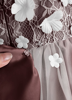Azazie Celia Flower Girl Dresses Espresso A-Line Lace Tulle Dress image8