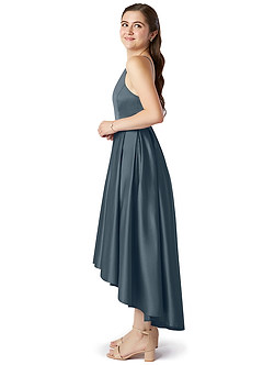 Azazie Jemima Junior Twilight A-Line with Pockets Stretch Satin Dress image3