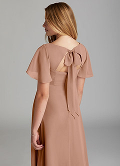 Azazie Kimber Junior Champagne Rose A-Line Pleated Chiffon Dress image4