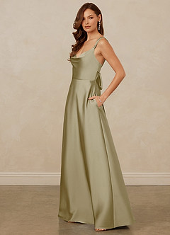 Christian Siriano Bridal for Azazie 1001 Bridesmaid Dresses Moss Green A-Line Sweetheart Neckline Stretch Satin Dress image4