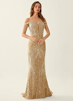 Sabine Champagne Beading Corset Lace Up Back Mermaid Prom Dress image5