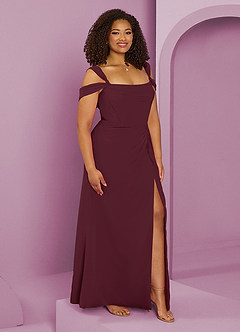 Barbie ♥ Azazie Bridesmaid Dresses Cabernet A-Line Off the Shoulder Chiffon Dress image4