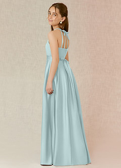 Azazie Arianthe Junior Mist A-Line with Pockets Stretch Satin Dress image3