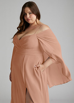 Azazie Cienna Abiti da Damigella Abito A-Line in Chiffon a Spalla Scoperta Champagne Rosa image11