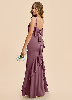 Azazie Lioren Junior Amethyst Sheath Bow Stretch Satin Dress image3