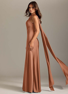 Azazie Kinsley Bridesmaid Dresses Bronzer Mermaid Side Slit Stretch Satin Dress image4