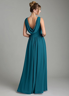 Azazie Novi Brautjungfernkleider Eine Linie Plissee Chiffon Kleid Tintenblau image5