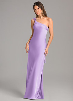 Azazie Monroe Jurken voor bruidsmeisjes Jurk van Stretch Satijn met Zeemeermin One-Shoulder Lila image3