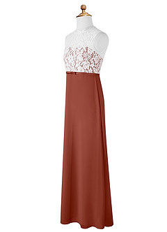Azazie Rana Junior Auburn A-Line Lace Chiffon Dress image7