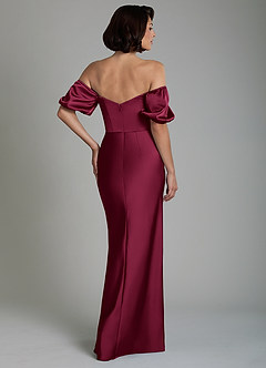 Azazie Lea Kleider zum Anprobieren zu Hause Wandelbar Meerjungfrau-Linie Schulterfrei Stretch-Satin Kleid Burgunderrot image6
