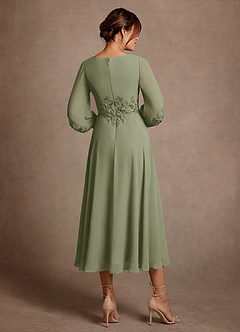 Azazie Ana Mère de la mariée Robes Robe Trapèze en Mousseline de soie Dentelle Pistache image3